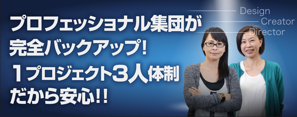 デザインのエキスパートが完全バックアップする体制だから安心!!